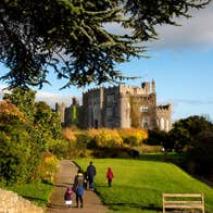 Family exploring the grounds of Birr Castle, County Offaly