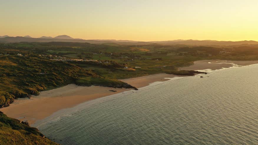 Aerial view of Portsalon Beach in Co Donegal