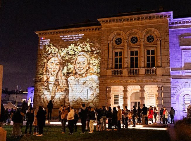 Digital projection of interactive event on Culture Night at the National Gallery of Ireland