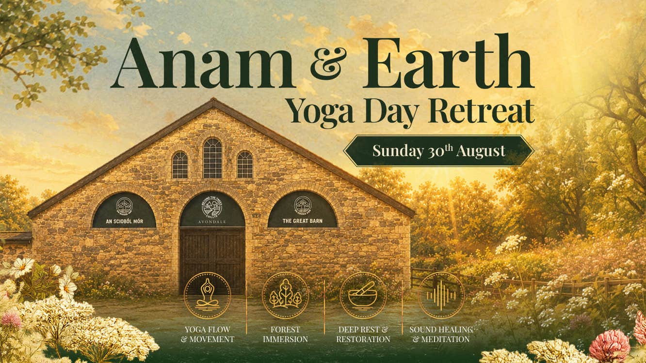 Join us for Energising Vinyasa Flow & deeply restorative Yoga Nidra, Guided Forest Bathing with Cathelijne de Wit, Celtic Sound Healing Journey with Liam Oragh – Therapy of Sound and a delicious two-course seasonal lunch at the Seed Café
