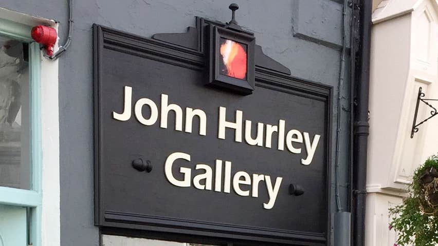 Outside sign above front door of John Hurley's Gallery