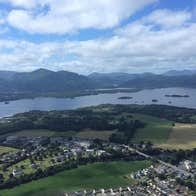 An aerial view from the helicopter overlooking Killarney lakes