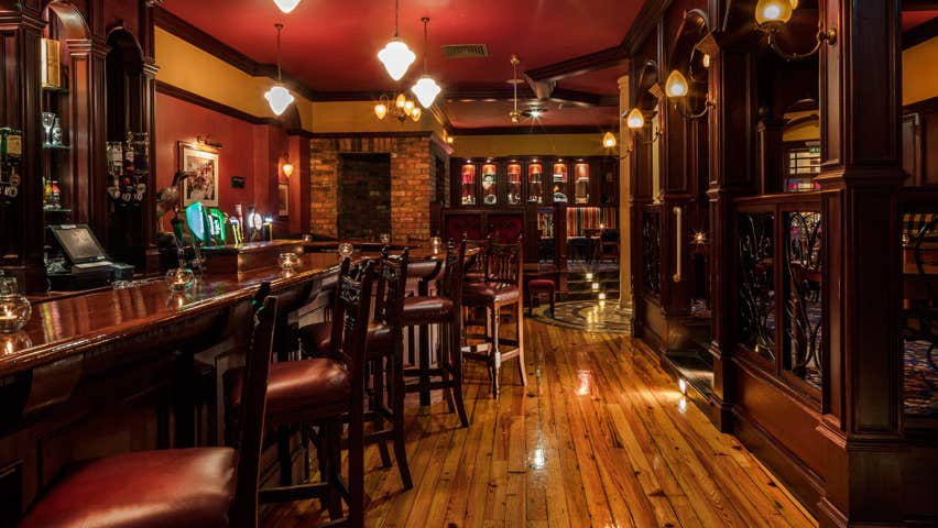 A view of the bar and seats at the Mallard Bar