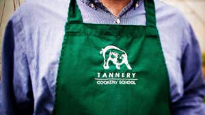 A green apron at Tannery Cookery School