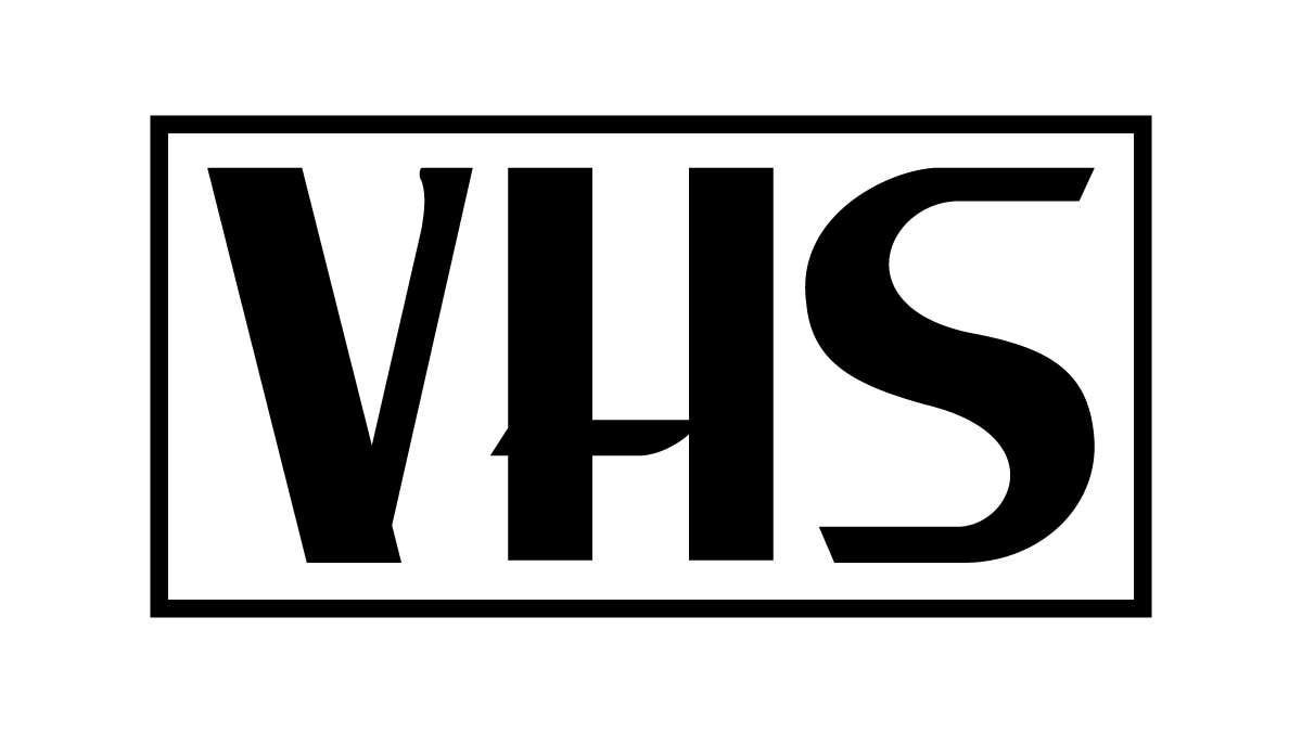 The letters "VHS" contained withing a rectangle.
