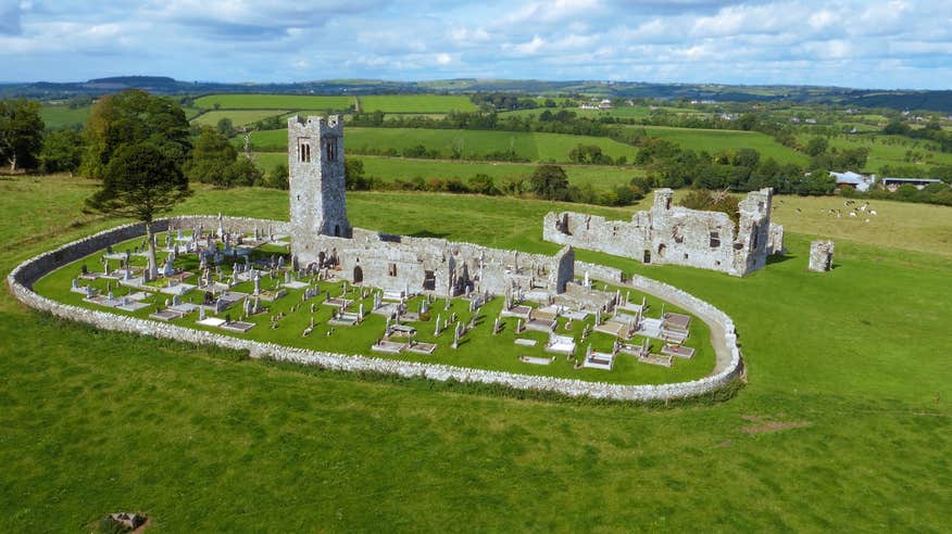 Aerial view of the Hill of Slane in Co Meath