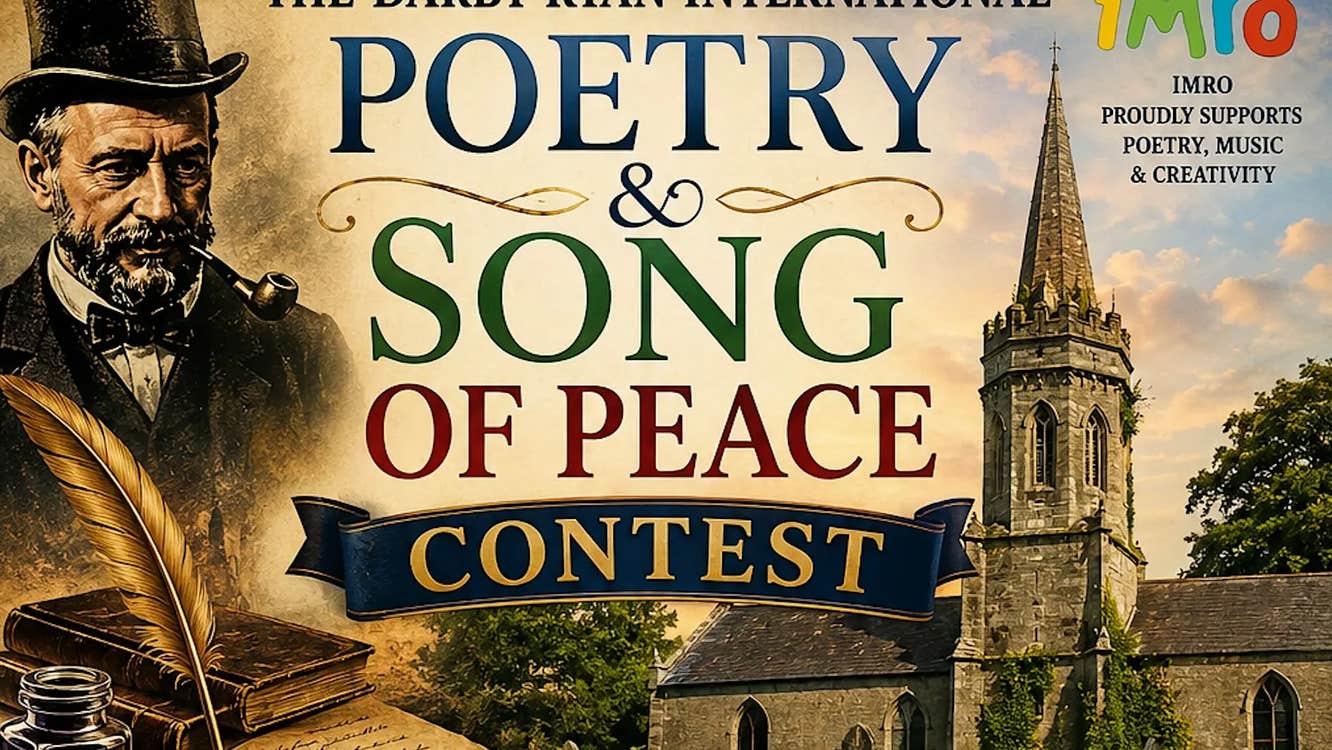 Old style poster for The Darby Ryan Intl Poetry Contest & Song of Peace