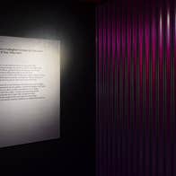 Image of Paula Meehan's poem 'Is Rory Gallagher's Guitar in This Show and If Not, Why Not?' from the Changing Ireland galleries at Collins Barracks