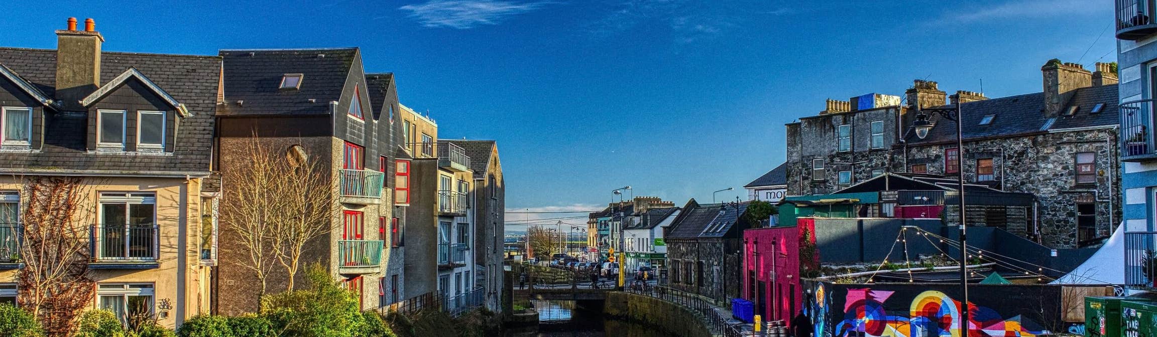 Image of colourful buildings along Eglinton Canal, Galway City