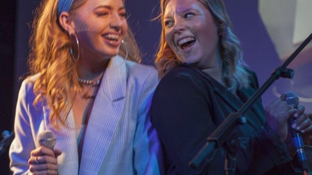 Jodie and Louise singing at The Sugar Club