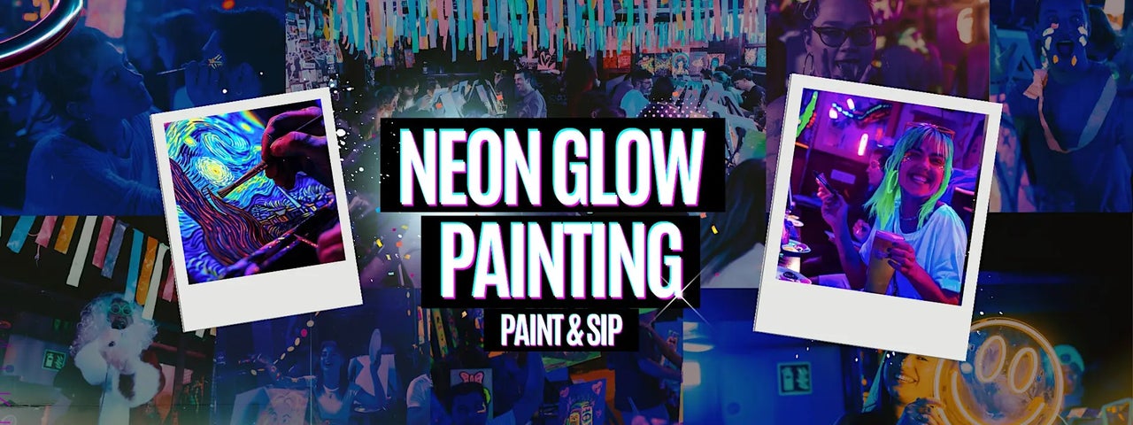 Paint A Neon Canvas. Music. UV Lights. Prizes. Paint A Canvas Using Florescent Paint With Music And Prizes! Our team will take each person step by step into creating a masterpiece with no experience necessary.