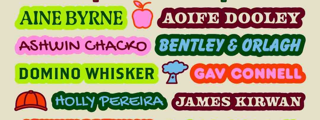 Art Mart - Hen's Teeth Dublin, colourful poster with list of participants.