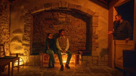 Couple sitting listening to storytelling