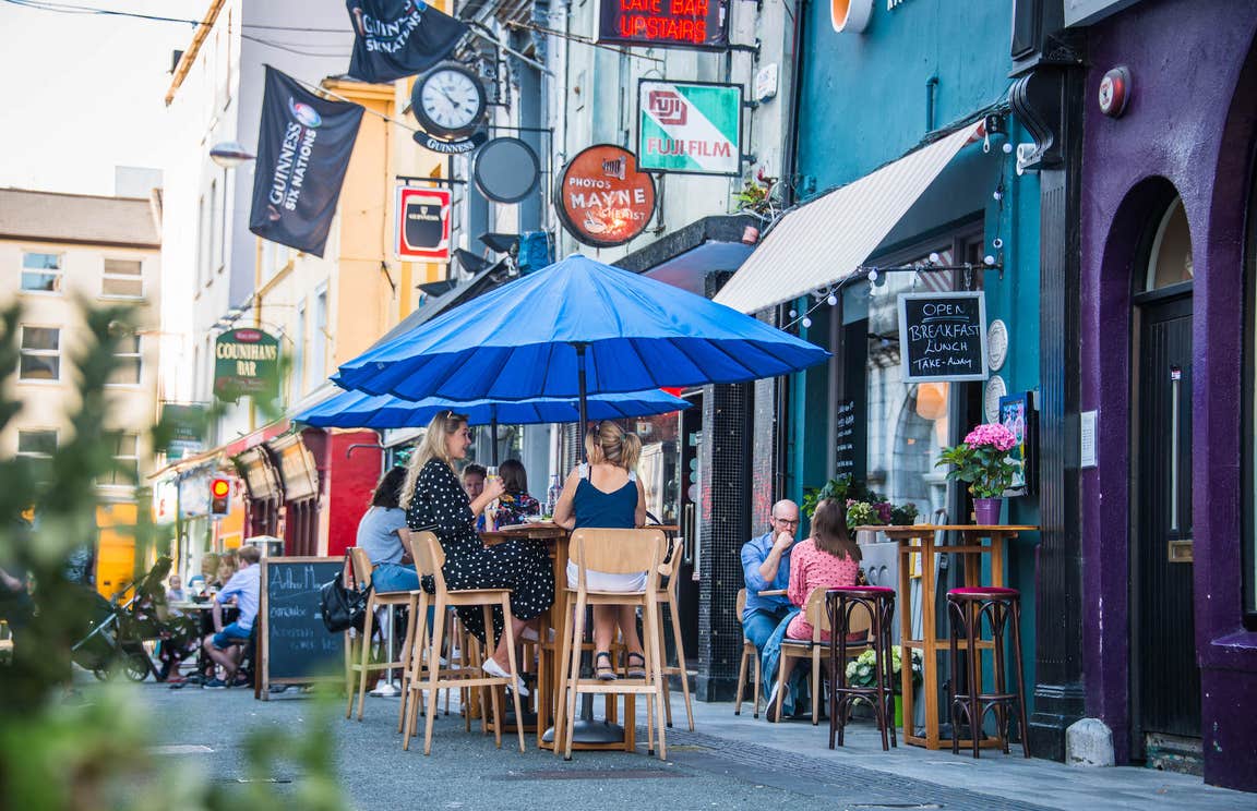 People dining outside in Cork city