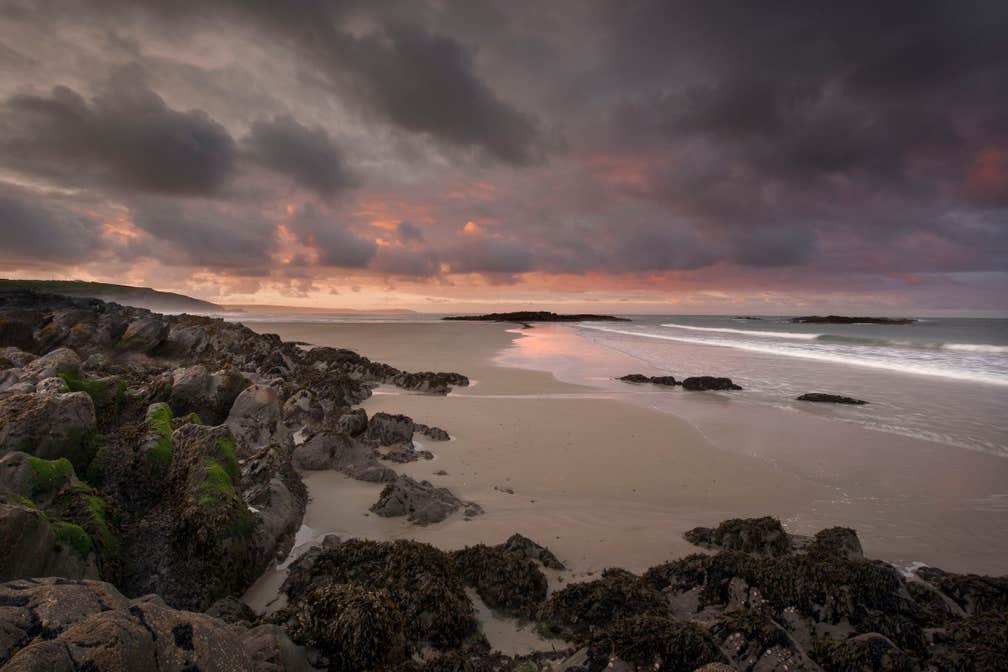 Owenahincha Beach in Rosscarbery in County Cork at sunset