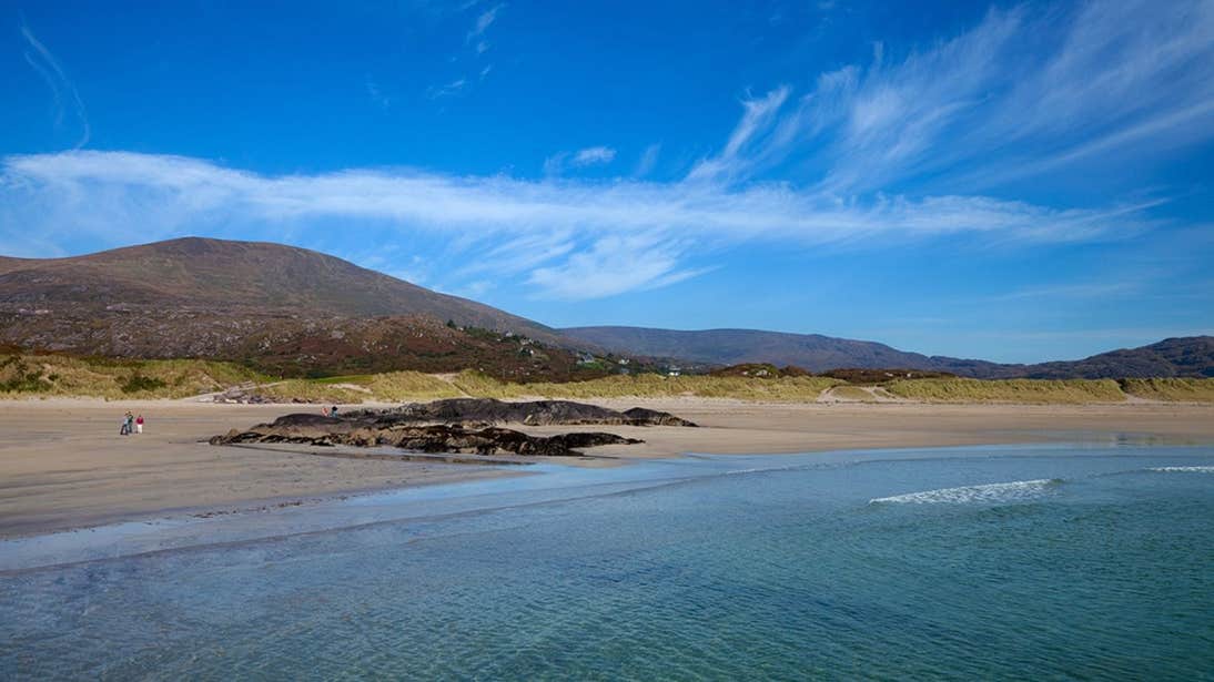 Blue skies and golden sands at Derrynane Beach, Caherdaniel, Co. Kerry