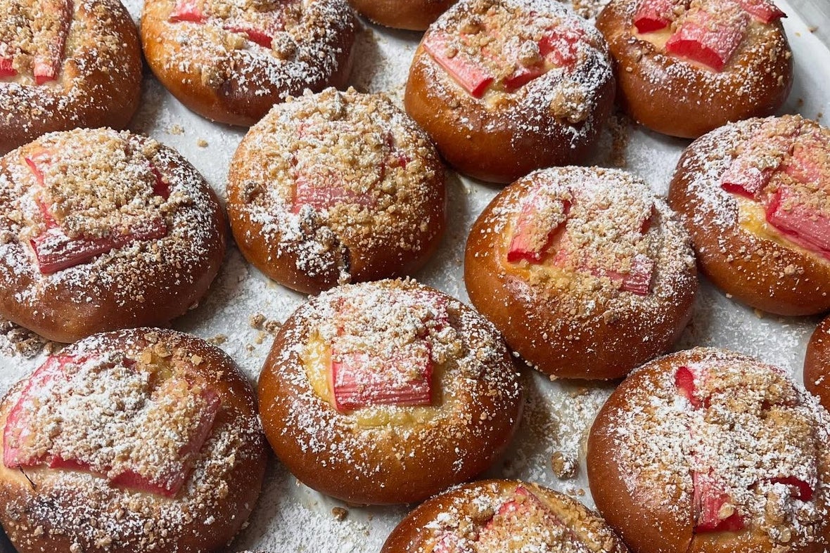 Rhubarb compote buns from Bread Naturally in Raheny, Co Dublin