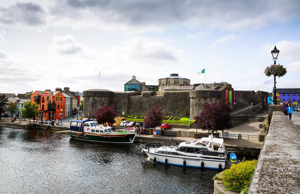 Looking at boats on the River Shannon from a bridge in Athlone County Westmeath
