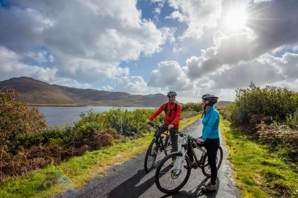 Cyclists on the Great Western Greenway, County Mayo
