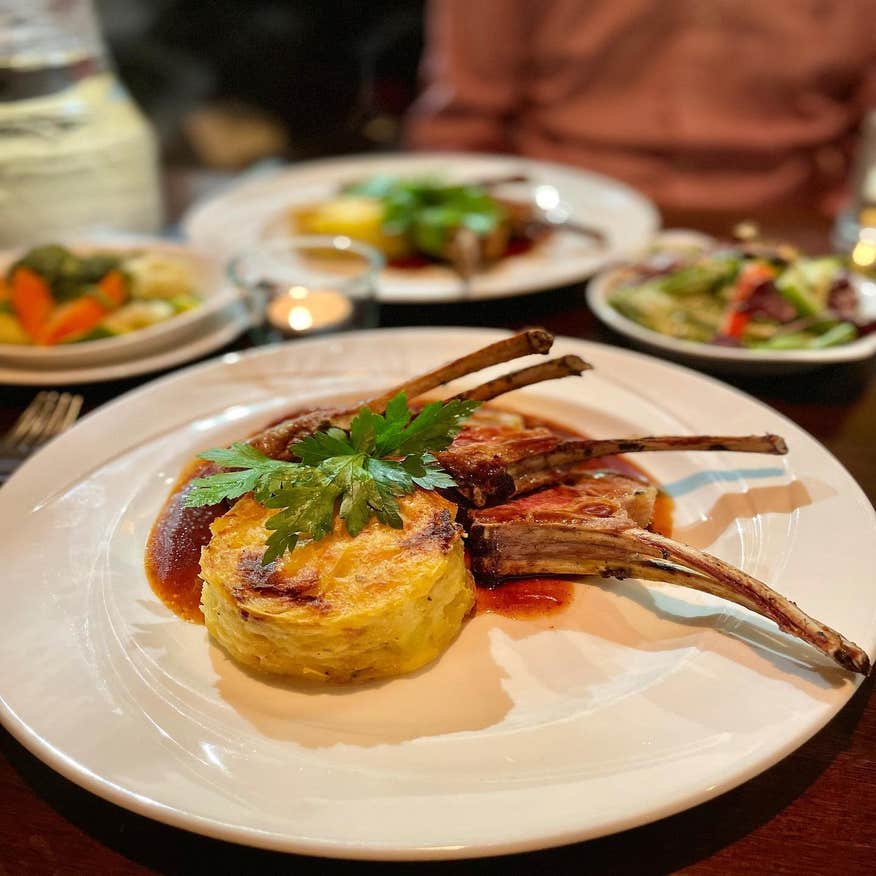 Four dishes of food on a table in Treyvaud's restaurant in County Kerry.