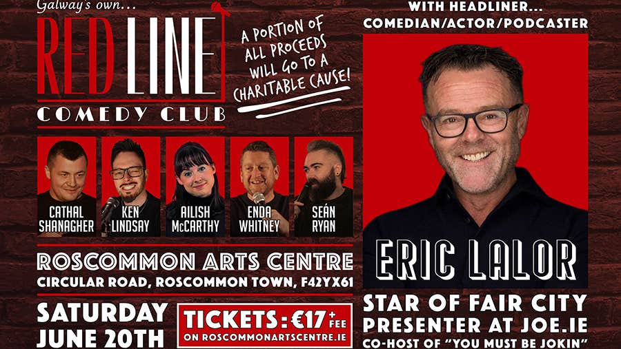 Red Line Comedy Club's touring show of stand-up comedians is coming to the Roscommon Arts Centre on June 20th!