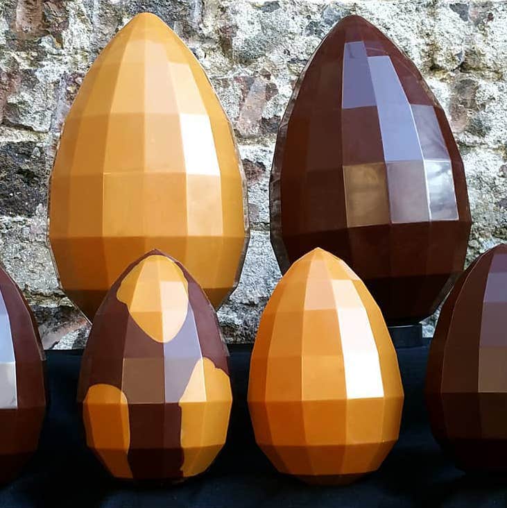 Geodesic chocolate Easter eggs made by Proper Chocolate in Dublin