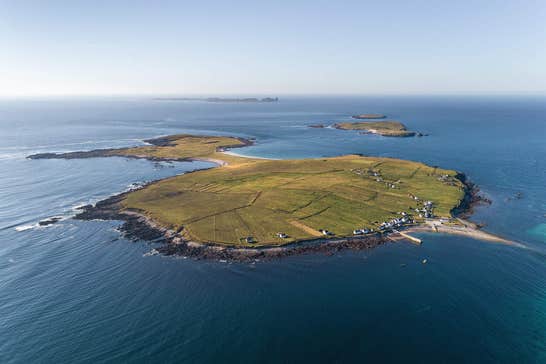 Aerial view of Inishbofin in Donegal.