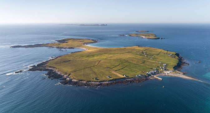 Aerial view of Inishbofin in Donegal.