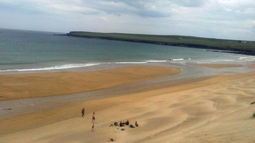 People in the far distance on a sandy beach