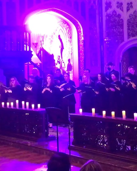 Amy Ryan, musical director, conducts Cuore Chamber Choir during the 2024 Christmas Concert at St Mary's, Ballsbridge