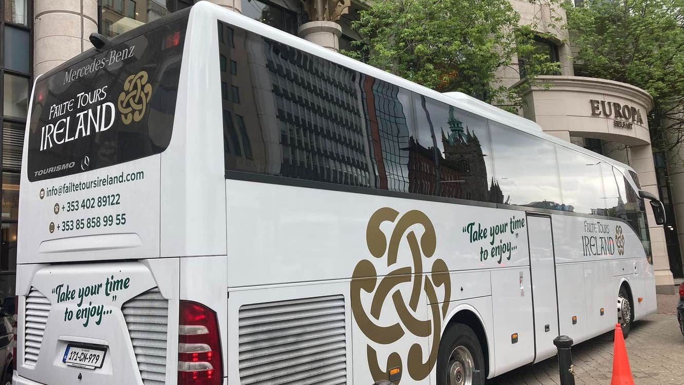 Failte Tours Ireland bus at the Europa Hotel