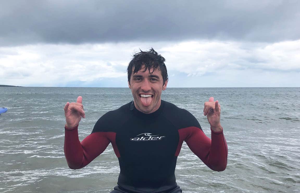 Greg O'Shea taking a break from surfing in Sligo