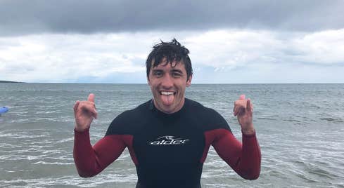 Greg O'Shea taking a break from surfing in Sligo