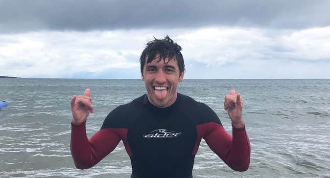 Greg O'Shea taking a break from surfing in Sligo