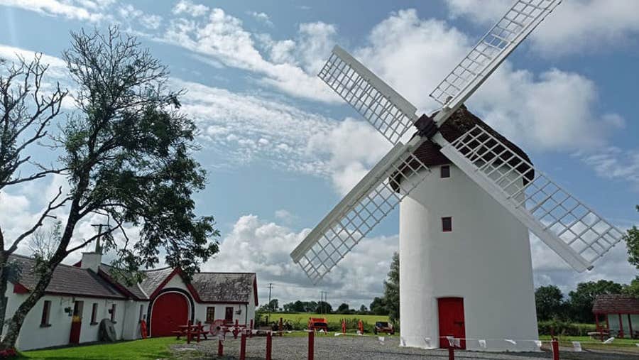 View of Elphin windmill with small building to the left