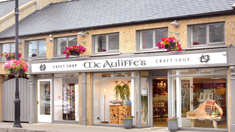 A view of the shop front of Mc Auliffes Craft Shop