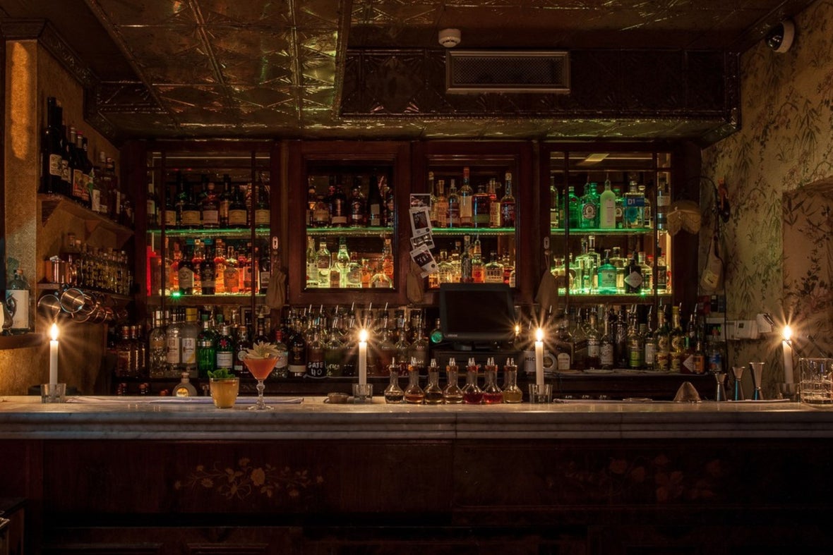 The bar in Vintage Cocktail Club.