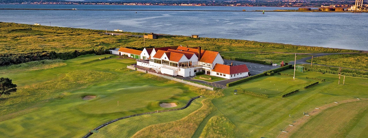 Green Golf Ball tour company aerial view of the Royal Dublin Golf Club