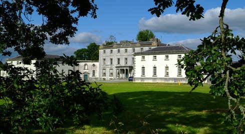 A blue sky and green parklands at Strokestown Park House and Garden