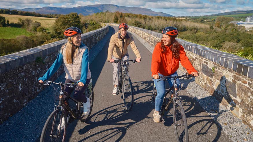 Friends cycling the Waterford Greenway, Co Waterford