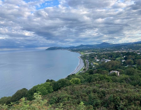 A view of Killiney Beach from the top of Killiney Hill in County Dublin