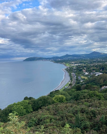 A view of Killiney Beach from the top of Killiney Hill in County Dublin