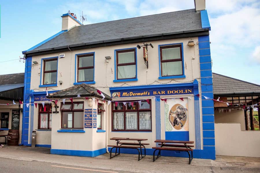 A view from the roadside of McDermotts Pub in Doolin