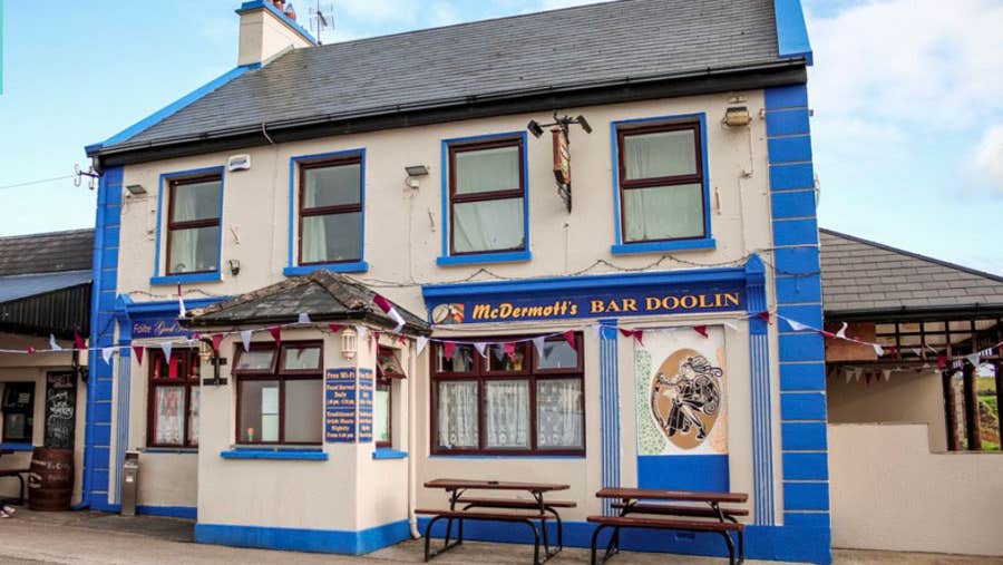 A view from the roadside of McDermotts Pub in Doolin