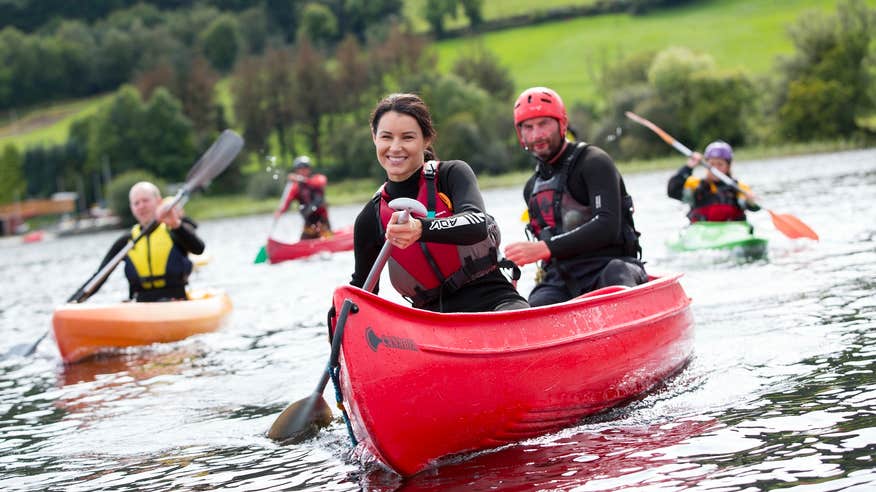 People canoeing in Lough Derg, Co Clare
