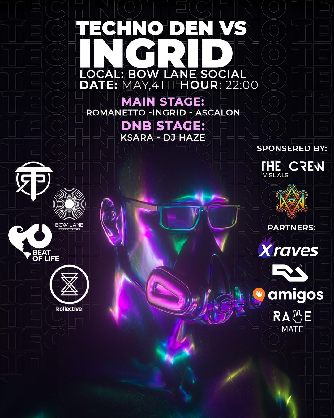 Techno flyer of party going on on the 16th of September
