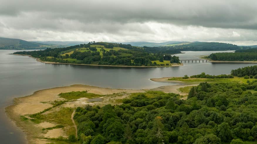 Aerial view of the Blessington Lakes in Co Wicklow