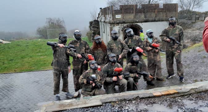 A group enjoying a game of splatball at Funmanway Adventure Land