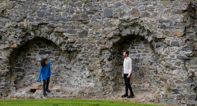 Couple at the ruins of Carlingford Castle in Co Louth