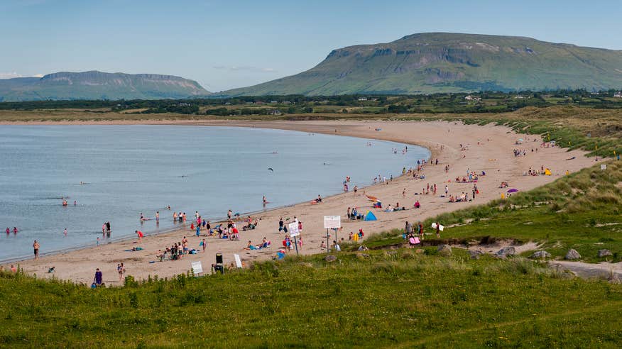 People on the beach at Mullaghmore Head in Sligo
